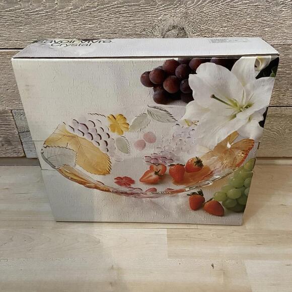 Vtg NIB Savoir Vivre Cornucopia Oval Crystal Bowl - Picture 8 of 14